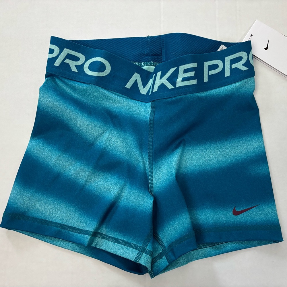 New! Nike Pro Traning Shorts Mid Rise 3” Medium Support Teal Stripes